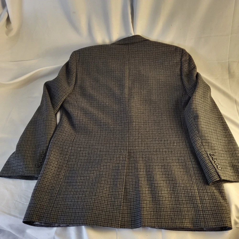 Lauren Ralph Lauren Mens 42L Blazer Sport Jacket Coat Gray Houndstooth Wool